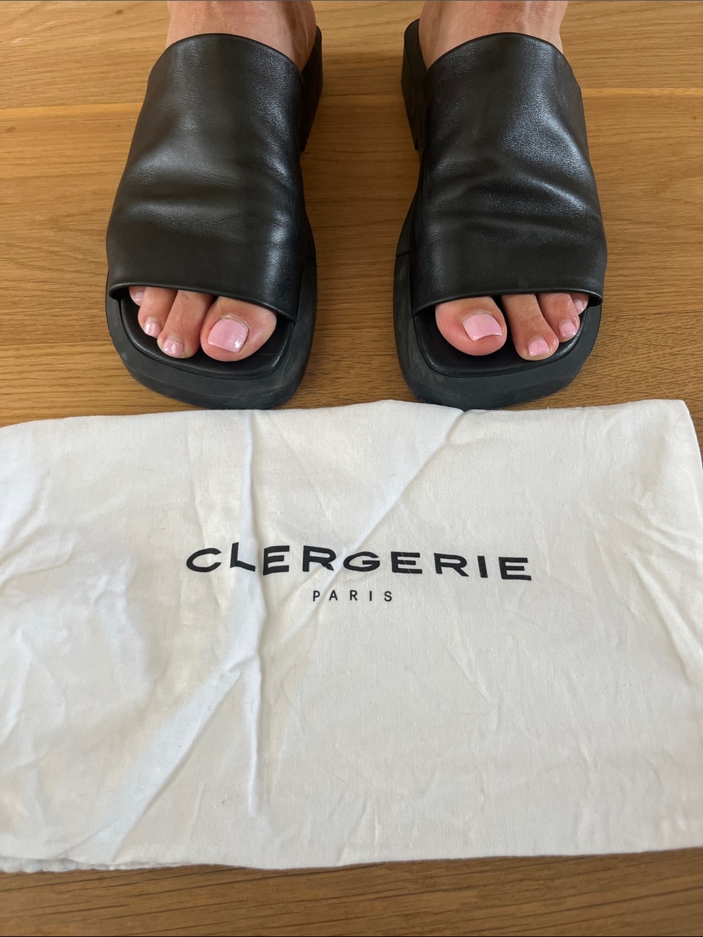 Robert Clergerie - Black Leather Slides